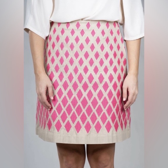 Boden Dresses & Skirts - Boden Pink and Beige Diamond A-Line Skirt
